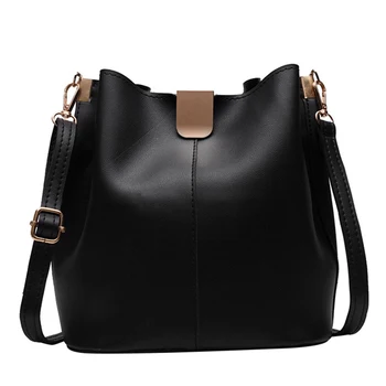 

2020 summer new texture one-shoulder messenger fashion bucket bag leather Handbags for Women's bag capacious Female handbags
