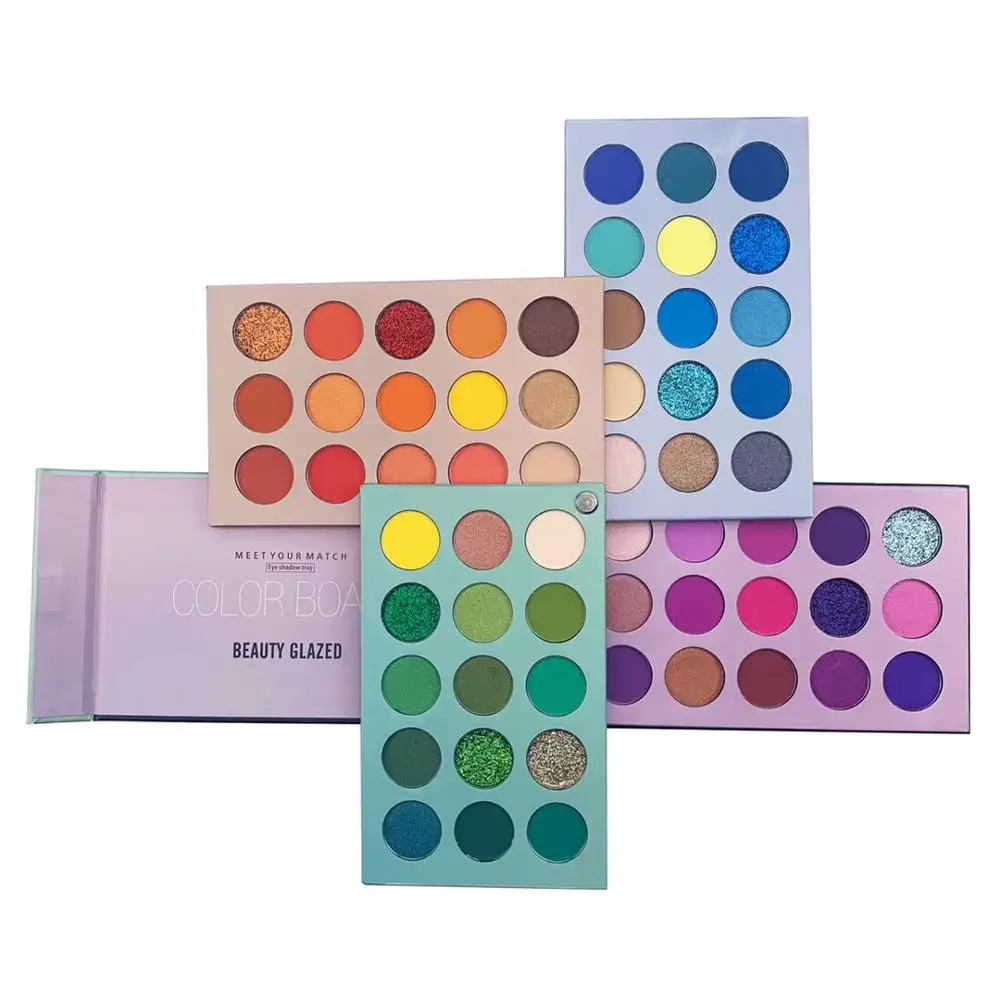 Beleza vitrificada paleta de sombras coloridas palett brilho highlighter shimmer compõem pigmento fosco sombra de olho pallete