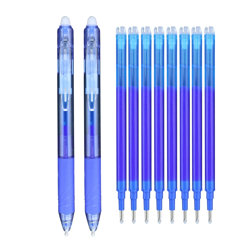 10 teile/los 0,5mm Magie Löschbaren Stift Drücken Gel Pen-Set Waschbar Griff Stift Refill Stange Blau/Schwarz Tinte schule Schreiben Schreibwaren