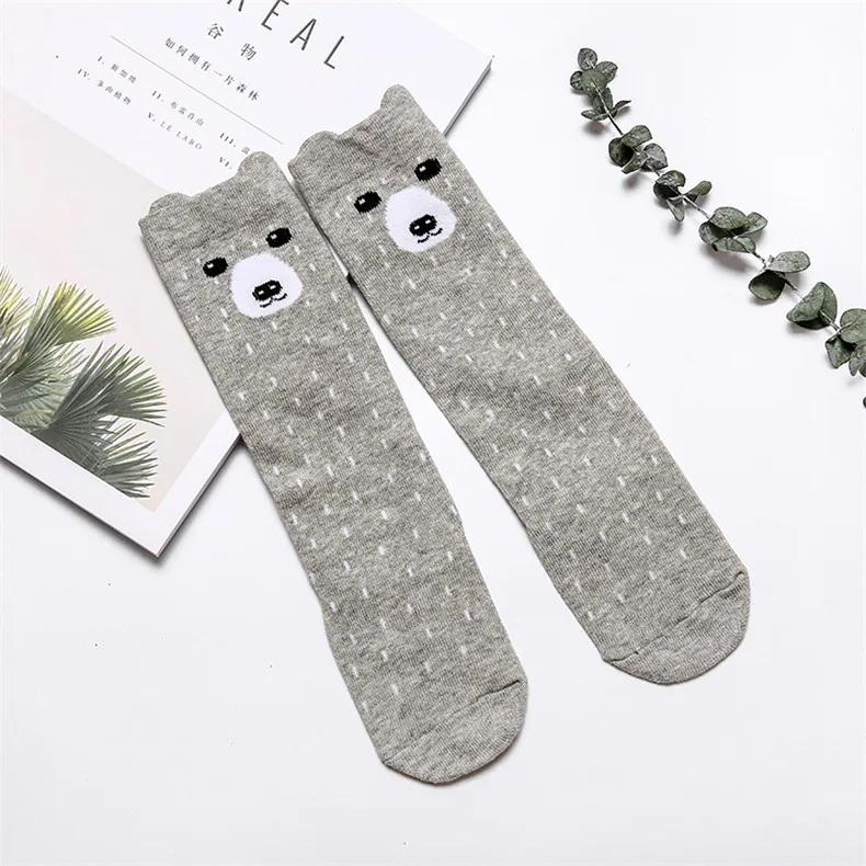 Grey Panda Детские гольфы для новорожденных Нескользящие хлопковые носки для мальчиков и девочек, детские носки для маленьких девочек Носки Детские носки гетры Носки - Цвет: Grey Panda