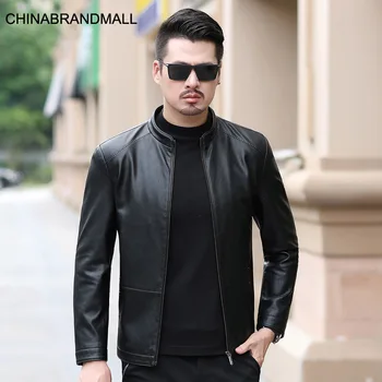 

Will Size Men Li Collar Leather Jacket Male Plus Fat Plus Size Leather Coat