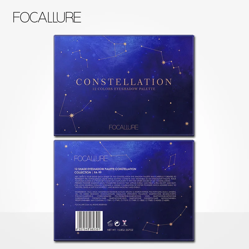 FOCALLURE 12 Созвездие блеск Тени для век pallete профессиональная мерцающая пудра Высокая пигментированная палитра теней для век новое поступление
