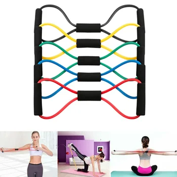 

8-shaped Resistance Bands Home Chest Fitness Yoga Pull Rope Tube Rubber Muscle Training Stretching Gum Gym Workout HOT