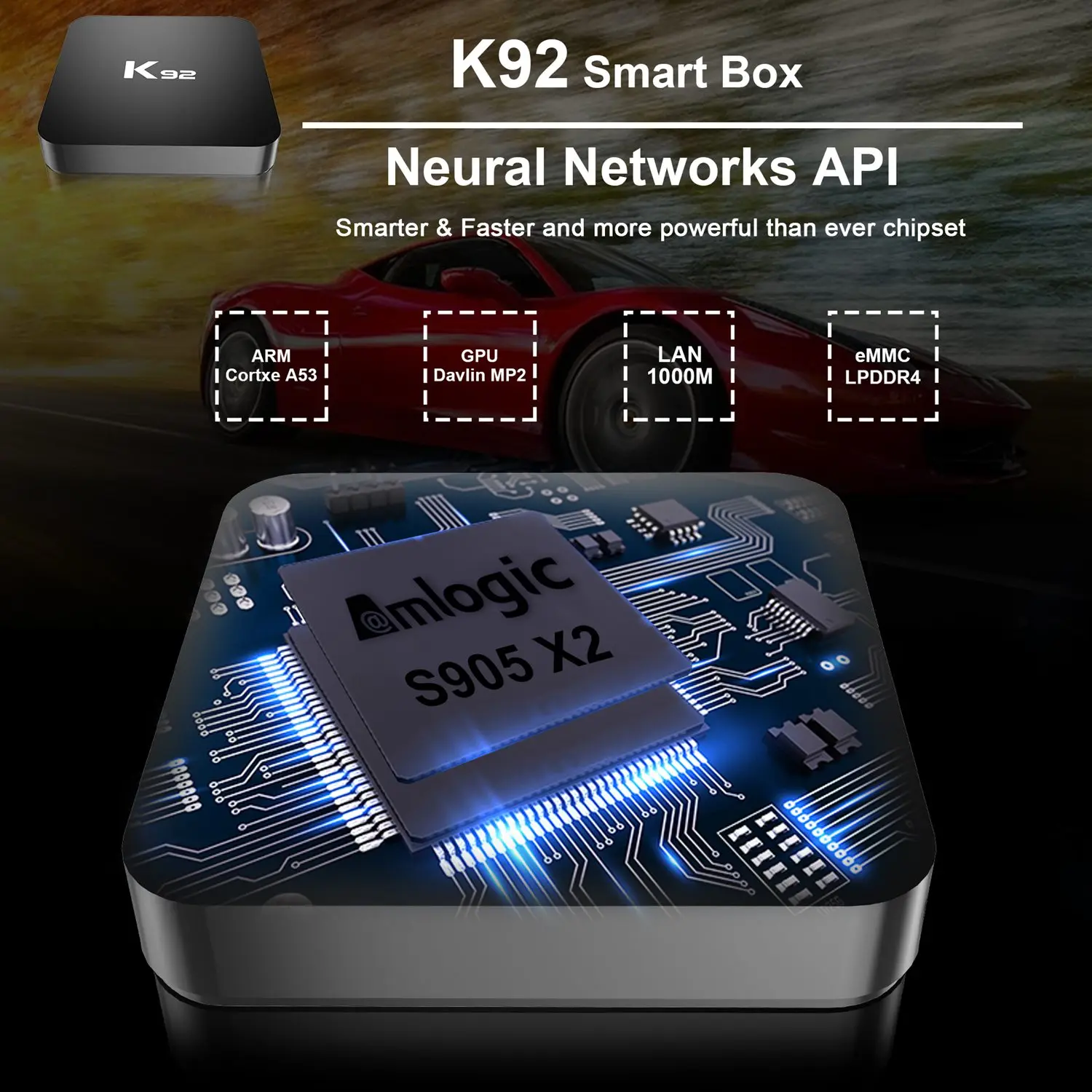 K92 S905X2 Android 8.1 Smart TV Box 4GB RAM 32GB ROM 2.4G/5G WiFi Bluetooth 4.1 Set Top Box EU Plug