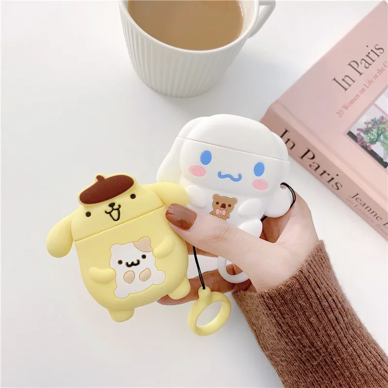 3D милый мультфильм Sanrio пудинг Cinnamon Dog чехол для наушников для Apple Airpods 1 2 аксессуары защитный чехол с кольцом на палец