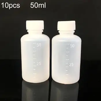 

10Pcs Plastic Clear Scale Bottle 50ml Liquid Empty Medicine Container with Cap Scale Design Washable Liquid Container