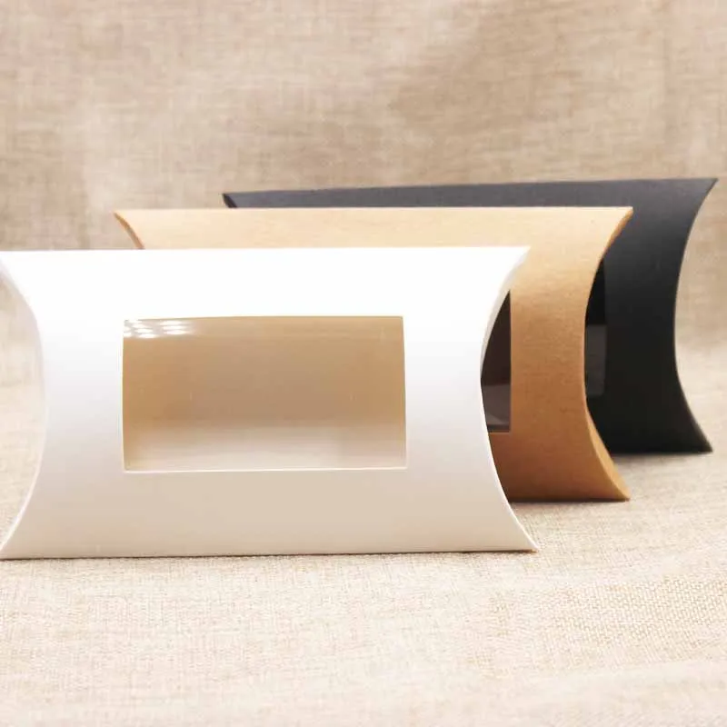 

DIY large pilllow gift box with clear pvc window.Merchandise products display pillow window box .paper gift pvc window box 20pcs