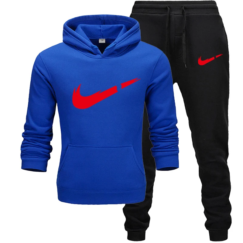 Sudadera con capucha nueva marca de moda sudaderas con capucha+ pantalones ropa deportiva traje hombres