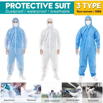 

Reusable Isolation Suit Breathable Protective Coverall Anti Static Anti Splash Protective Clothing Dustproof Antistatic Coverall