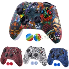 Камуфляжный силиконовый защитный чехол для кожи, резиновый чехол+ 2 ручки для большого пальца для XBox One X S, игровой аксессуар
