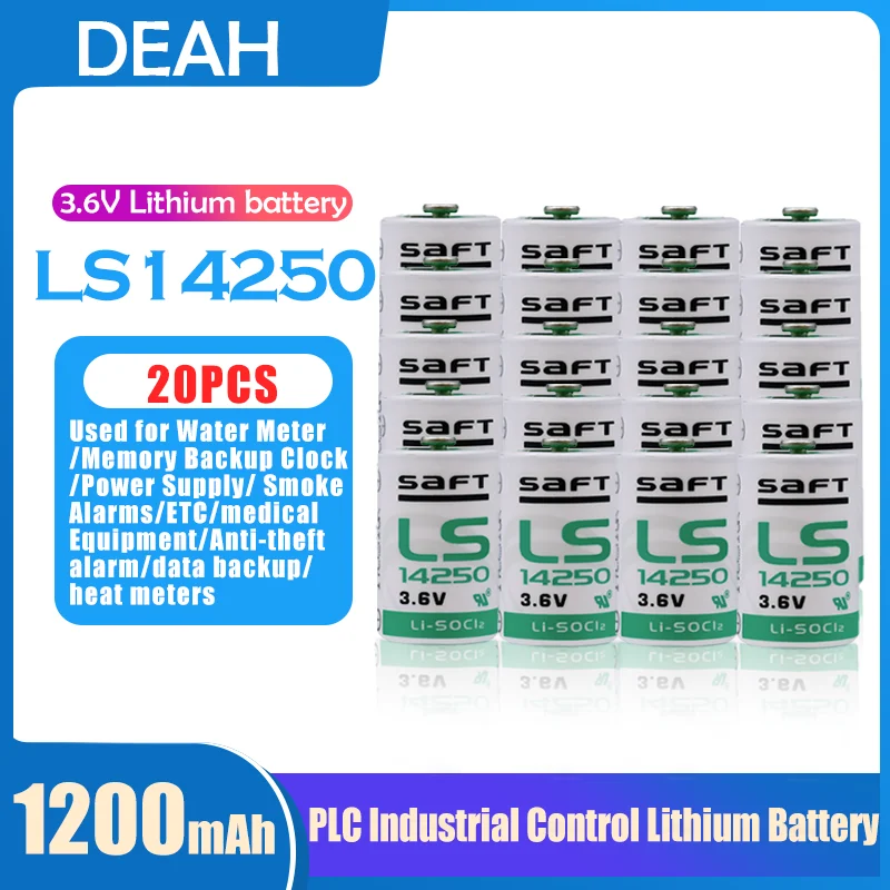 20pcs 3.6V SAFT 14250 LS14250 1/2 AA 1/2AA primary battery for meter Electronic equipment PLC lithium | Электроника