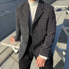 Осень и зима молодежный поп Ins платье маленький костюм Модный повседневный однотонный однобортный пиджак черный M-XL