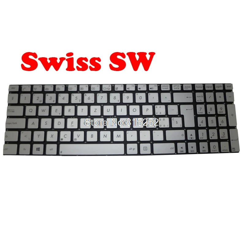 Клавиатура для ноутбука ASUS N550 N550JA N550JK N550JV N550JX N550LF Серебристая с подсветкой
