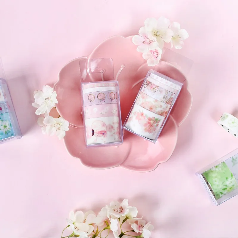 10 компл./лот DIY японский Бумага декоративная клейкая лента Sakura язык лента Washi/клейкую ленту наклейки