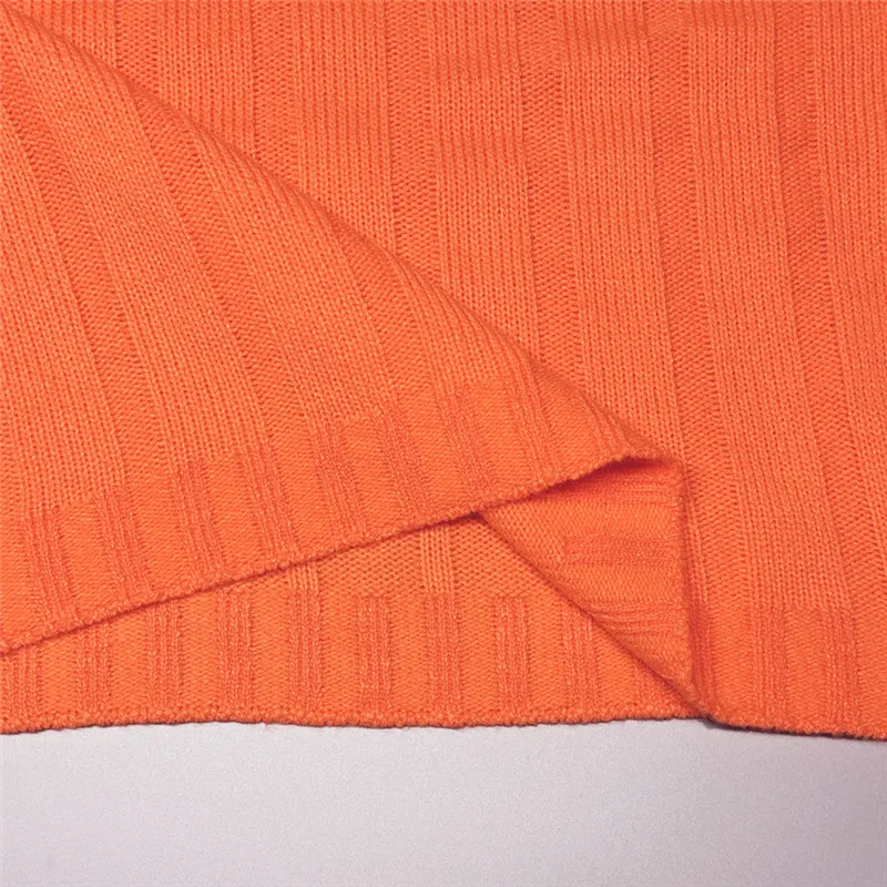 ANJAMANOR неоновый оранжевый розовый короткий свитер с высоким воротом для женщин Осенняя зимняя одежда сексуальный вязаный пуловер Топы D81-AB31