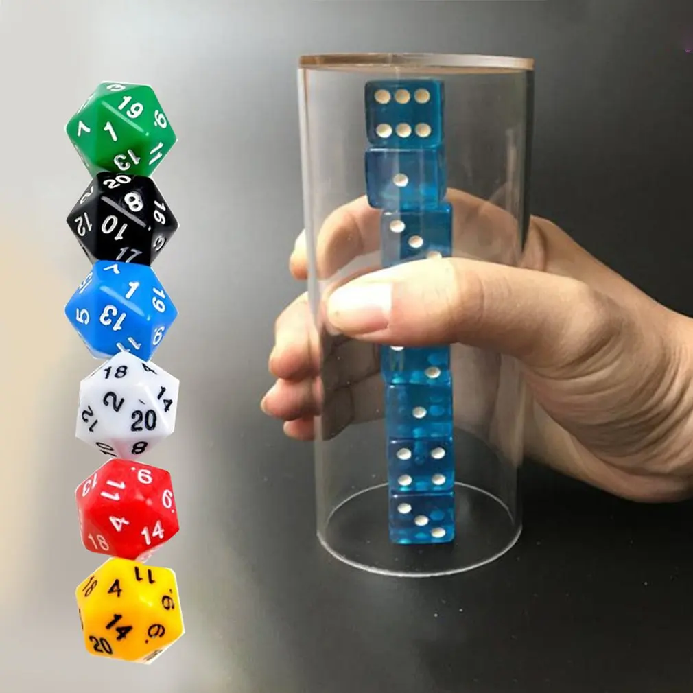 Хит 6 шт./компл. D20 игральные кости Twenty Sided Die RPG D & шесть непрозрачных цветов