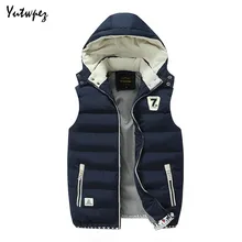 Зимняя парка мужской жилет с капюшоном Осенняя новая Толстая Теплая Повседневная ветровка верхняя одежда из хлопка жилет куртка-безрукавка