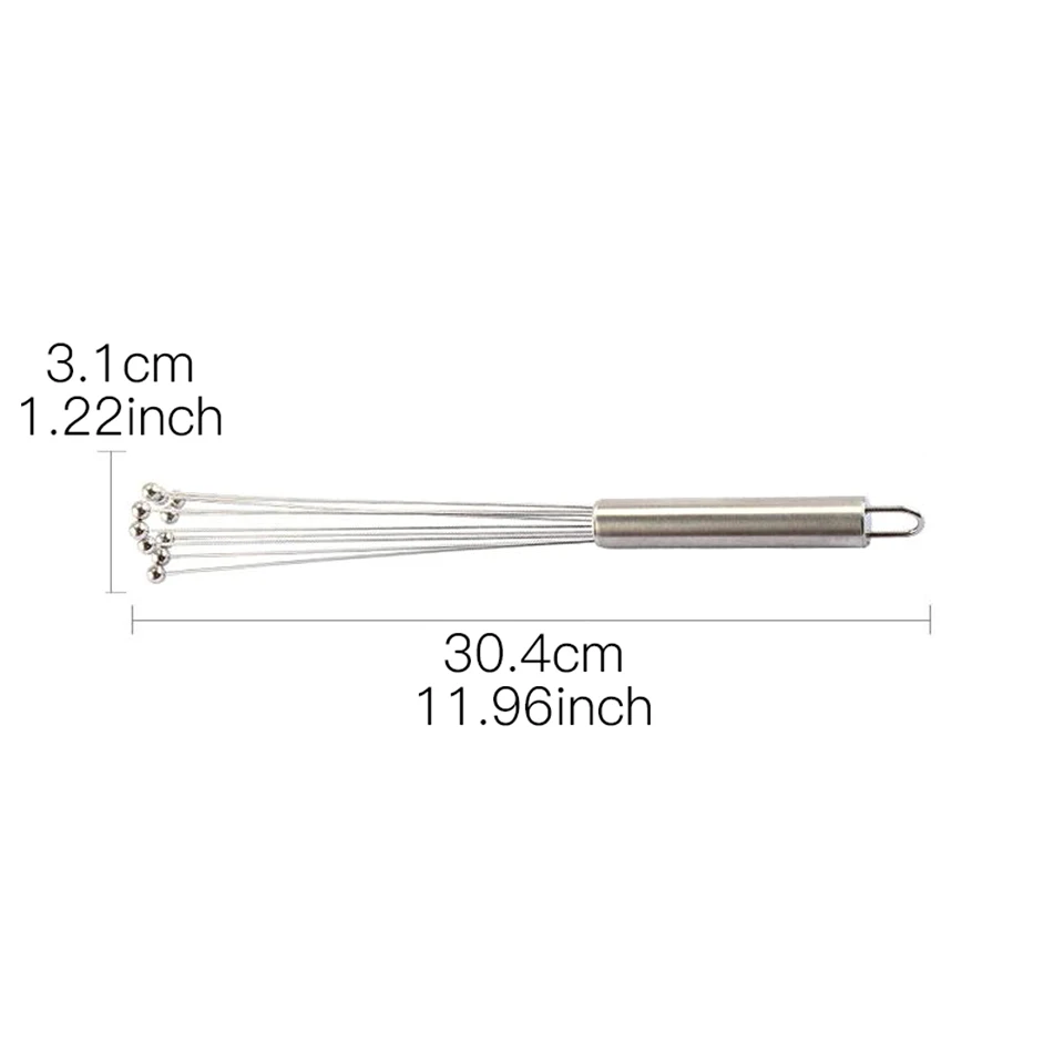 Практичные стеклянные шарики, сферические взбиватели для взбивания шариков из нержавеющей стали, поверхность стержня, кухонные инструменты для приготовления пищи