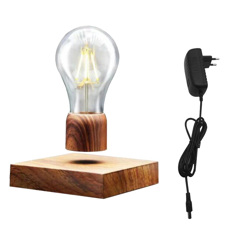 

Hot Eu Plug Vintage Magnetic Floating Lighting Bulb Wood Color Base Led Lamp Home Decoration For Living Room Bedroom Bedside