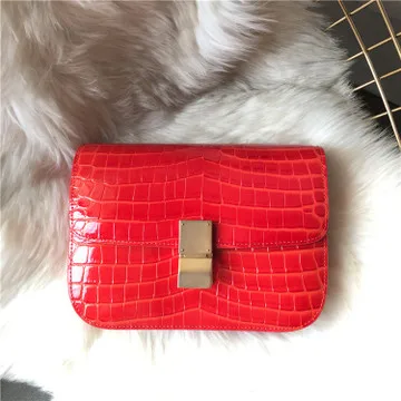 Новая женская сумка из натуральной кожи с узором «крокодиловая кожа», Ретро дизайн, Брендовая женская сумка тофу, диагональная посылка - Цвет: red