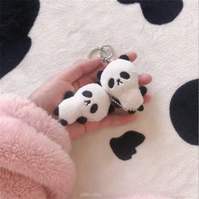 Porte clés de poche Mini poupée Panda, environ 6.5cm, mignon, Machine à saisir, Animal, voiture, décoration, pendentif pour sac d'école