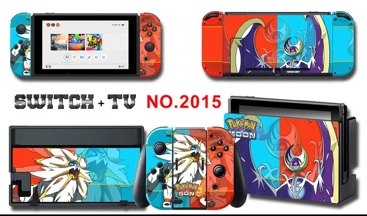 1set New Cute Anime Full Body Sticker for NS Switch Protective Cover Skin Colorful Art for Game Console Joy-Con Controller Decor