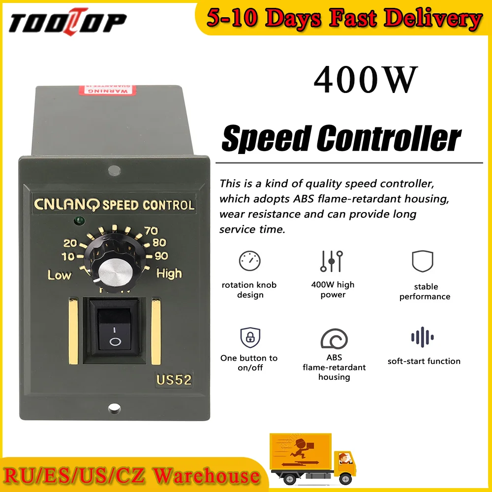 400W AC220V ABS Speed Controller Motor Speeds Pinpoint Regulator Control Device with Indicator Light Forward and Backward Motor