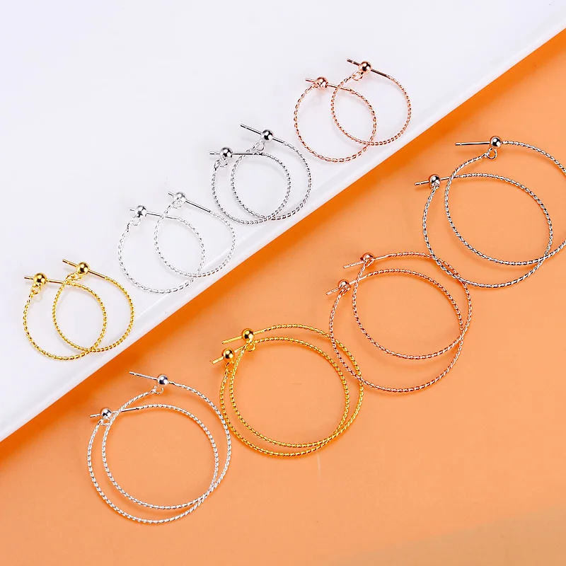 S925 стерлингового серебра круглые серьги diy силиконовые бусы пирсинг твист кулон