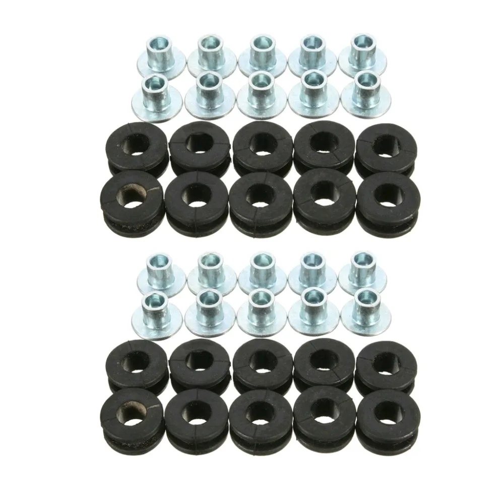 Shiwaki 20 Pieces Motorcycle Rubber Grommets Pressure Relief Kit For Fairing Accs