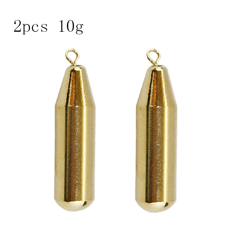 2pcs 10g AI-SHOUYU, 1,8 г, 3,5 г, 5 г, 7 г, 10 г, латунные пули, грузики, грузила, весовые грузила, свинцовый окунь, щука, чуб, рыболовные снасти - Цвет: 2pcs 10g