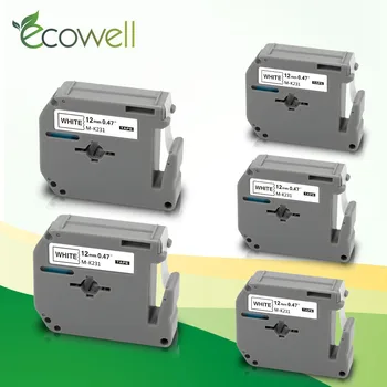 

Ecowell 5pcs MK-231 M-K231 MK231 12mm label tape Compatible for Brother P-touch printer PT-45M PT-100 PT-110 PT-70 PT-80 Ribbon