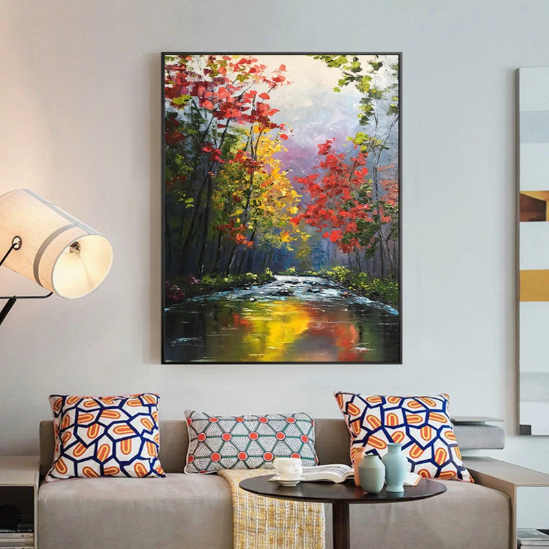 OuzerQing 100 Handpainted Abstract Landscape Oil Painting On Canvas