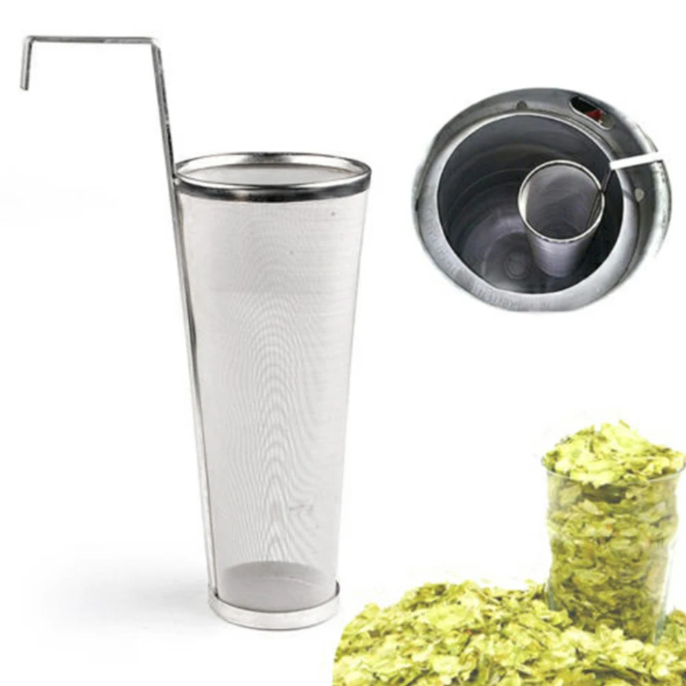 With Hook Reusable Pellet Mesh Dry Coffee Beer Filter Brewing Hop Stainless Steel Home Fruit Juice Wine Hopper Strainer