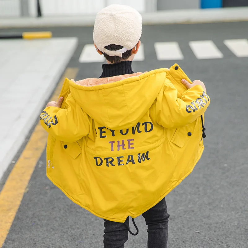 

Boys Coat 2020 Autumn And Winter New Children's Thickened Lambskin Quilted Jacket Plus Velvet Mid-length Waist Coat Coat Tide