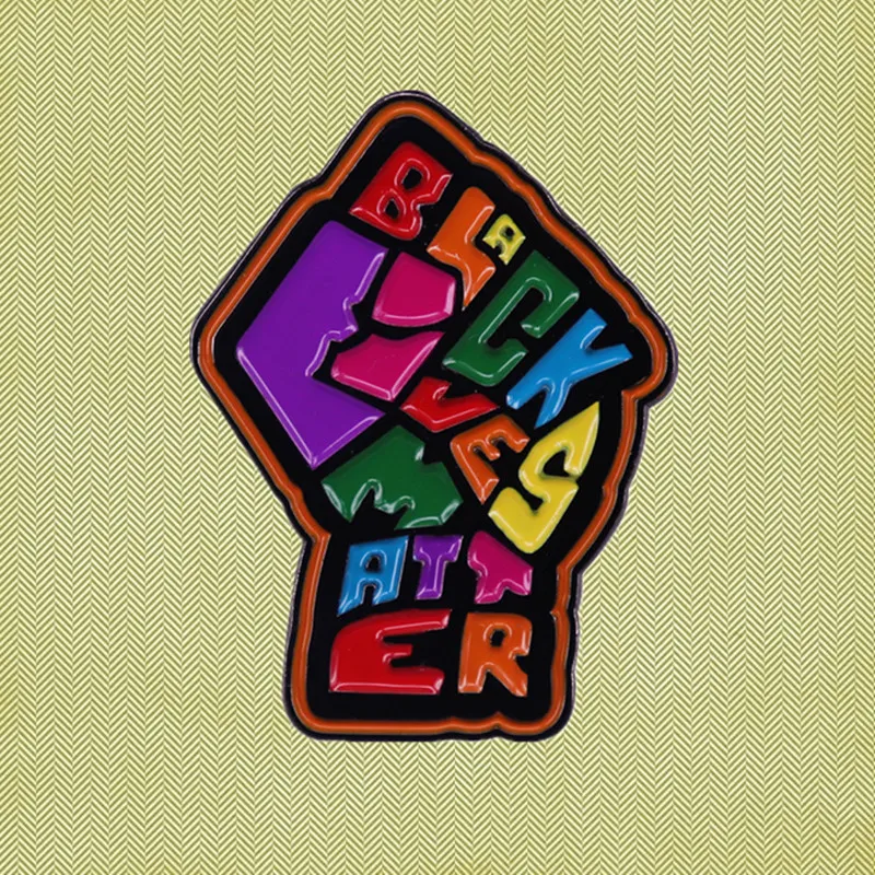 Black Lives Matter Rainbow Pride Fist Pin Resist Racism Social Justice Badge Equality Human Rights Jewelry_副本