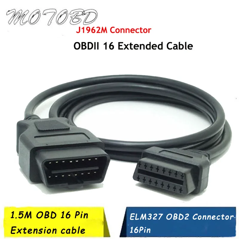 1,5 м OBD 16 Pin штекер на 16 Pin Женский OBD2 OBDII удлинитель OBD2 разъем 16Pin штекер на 16pin женский OBD ELM327