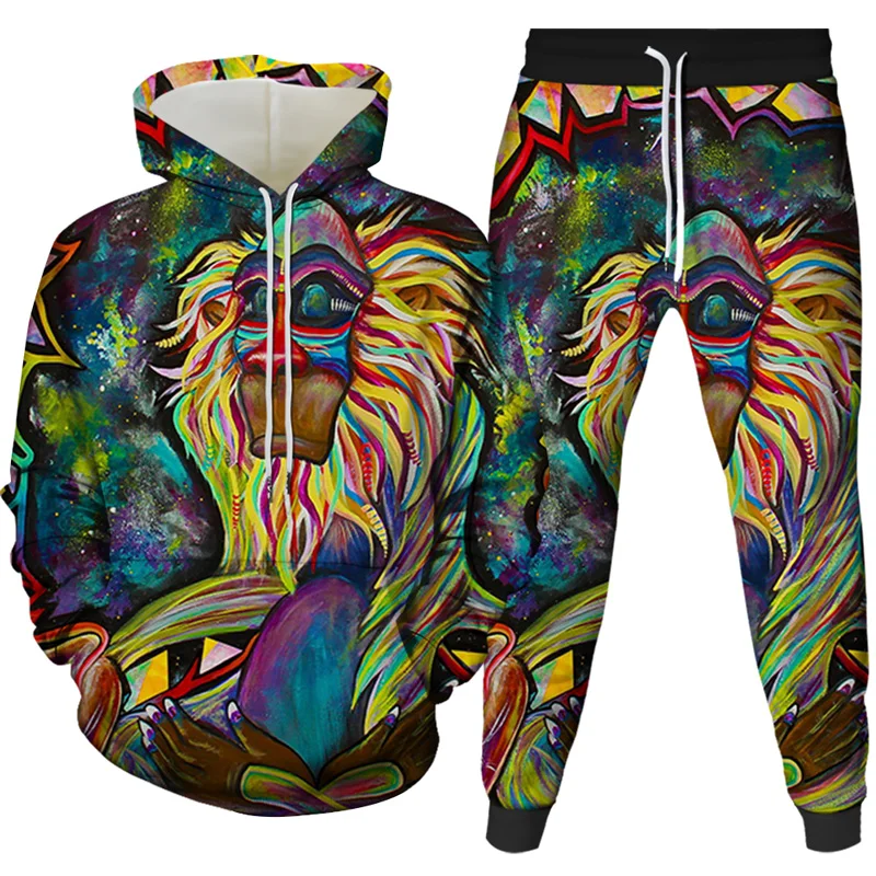 

Autumn new animal gorilla / monkey hoodie men and women 3D sweatshirt oil orangutan print hooded jacket hip hop street shoot