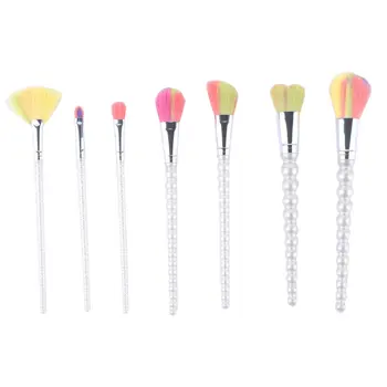 

7PCS/set Pearl Handle Make Up Brush Set High Quality Foundation Blusher Powder Brush Tools Flat Eyeliner Eyebrow Makeup Brush