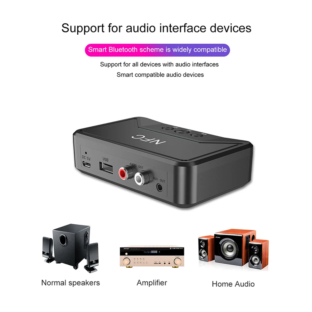 NFC Bluetooth 5,0 приемник 3,5 мм AUX RCA Jack Hifi беспроводной адаптер Авто Bluetooth автомобильный комплект аудио приемник