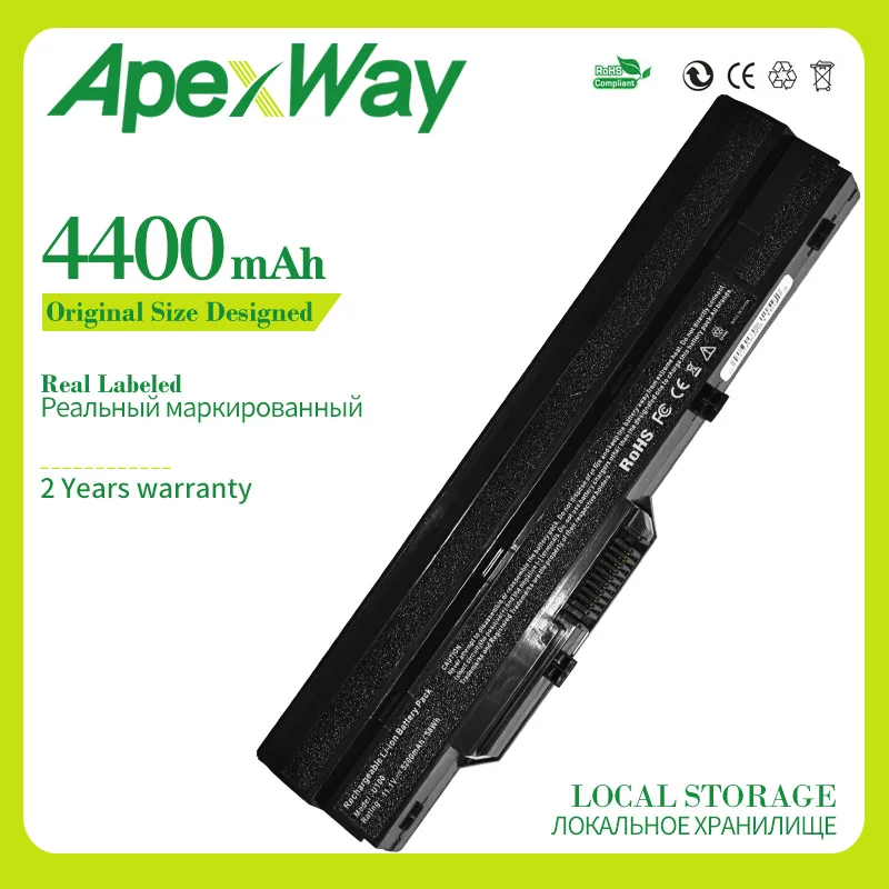 Apexway 4400 мАч аккумулятор для MSI Wind MS N011 U100 U100X U210 006US BTY S12 14L MS6837D1 3715A LG X110|battery for msi|4400mah