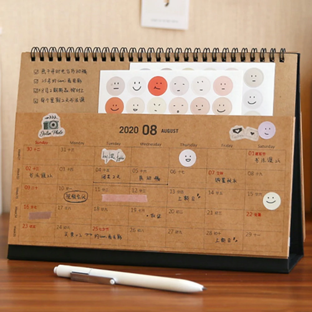 

2020 Desk Calendar Double Side Monthly Triangular Folding Countertop Calendar For Family Office Scheduling And Organizing