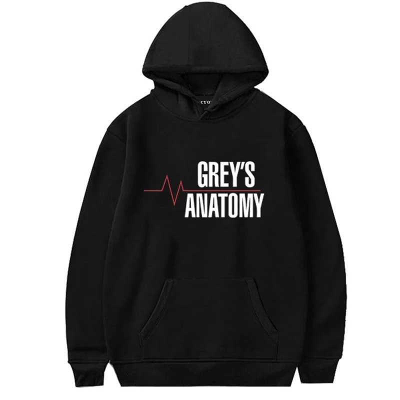 Greys Анатомия Письмо печати с капюшоном Толстовка для женщин осень зима толстовки женские с длинным рукавом повседневное Harajuku пуловер