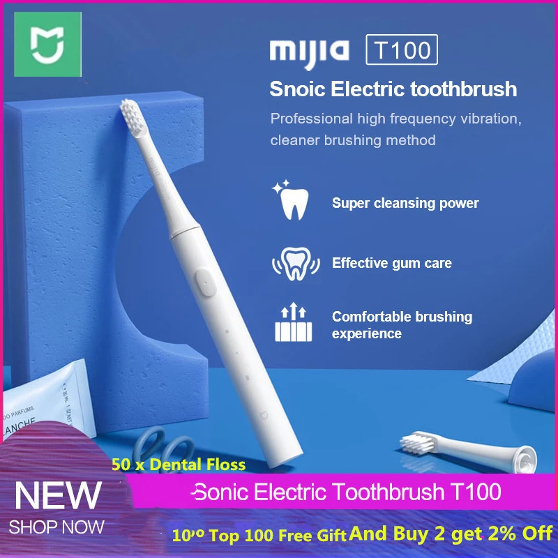 Mijia T100 Sonic электрическая зубная щетка Водонепроницаемая ультра звуковая