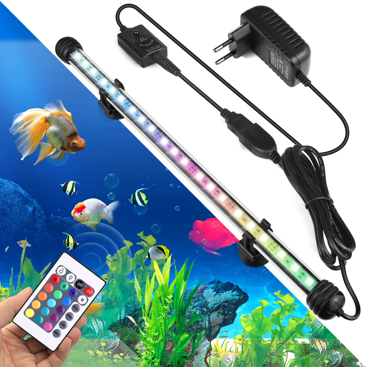 High Brightness 5050smd Rgb Aquarium Light 1949cm Eu Plug Ip68