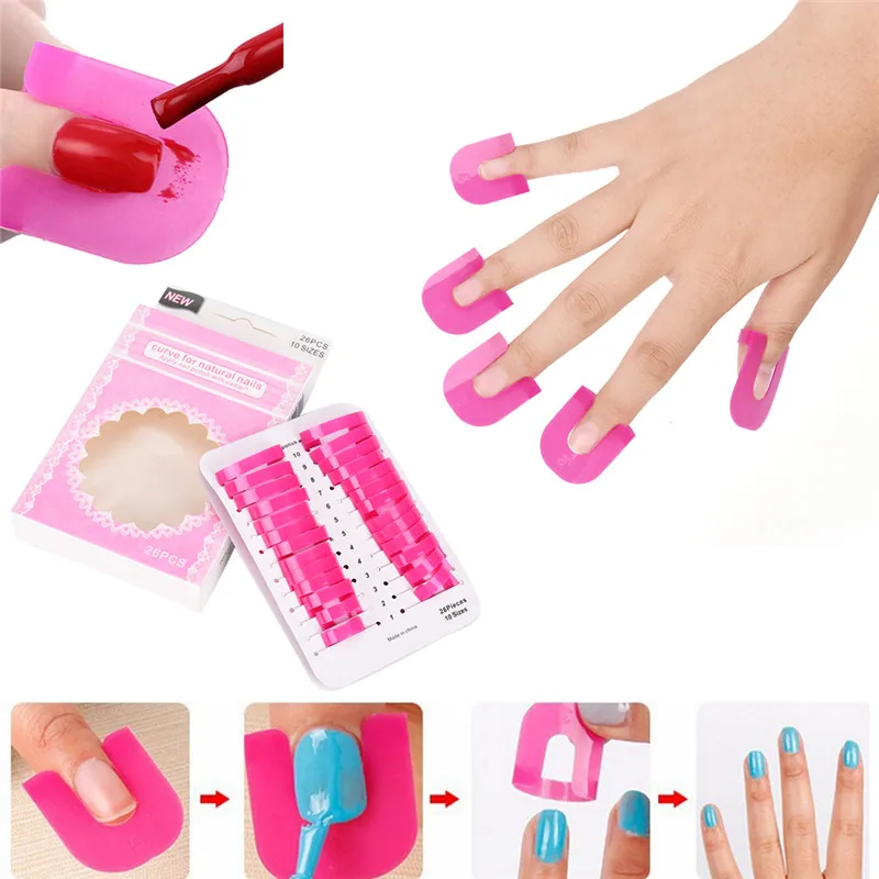 

26Pcs/Set UV Gel Nails Design Nail Polish Varnish Protector Holder Manicure Finger Nail Art Design Tips Cover Shield Tools