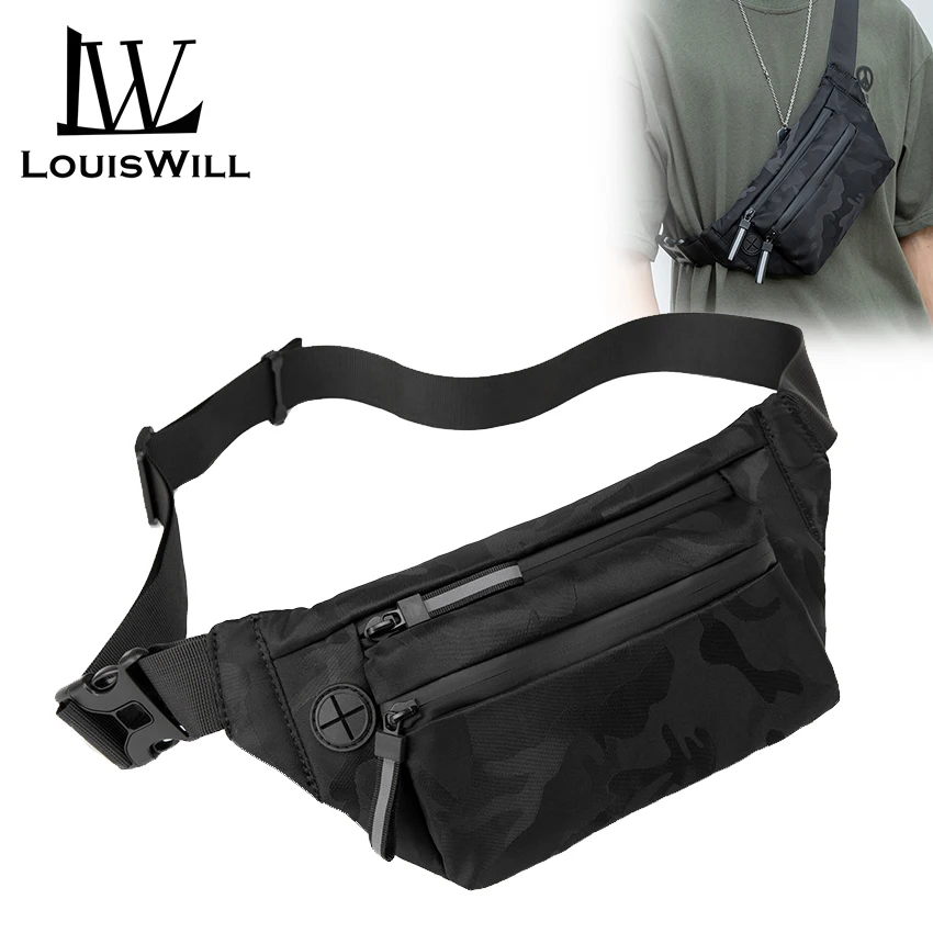 

LouisWill Sport Waist Pouch Bag Men Cross Body Bag Anti-zipper Chest Bag Money Phone Waist High Capacity Belt Bag