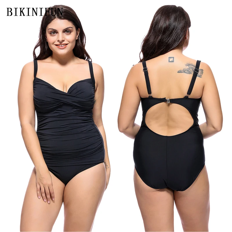 New Plus Size Swimsuit Women One Piece Solid Color Swimwear Pregnant Bathing Suit 3XL-6XL Cover Belly Monokini | Спорт и развлечения