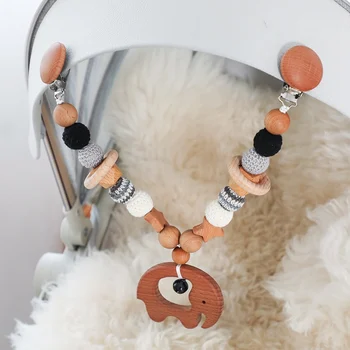 

Baby Wooden Teether Crocket Beads Play Gym Beech Wooden Pendant Rodent Dummy Clip Baby Teether Pacifier Clip Chain Mobile