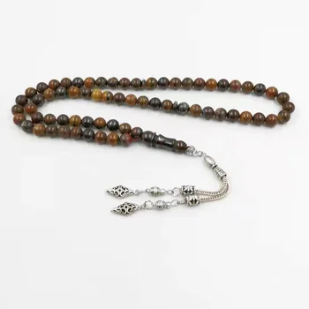 

66Beads Natural IRON TIGER EYE Tasbih Muslim rosary misbaha Turkey pendant prayer beads Eid gift Islamic Accessories Bracelet