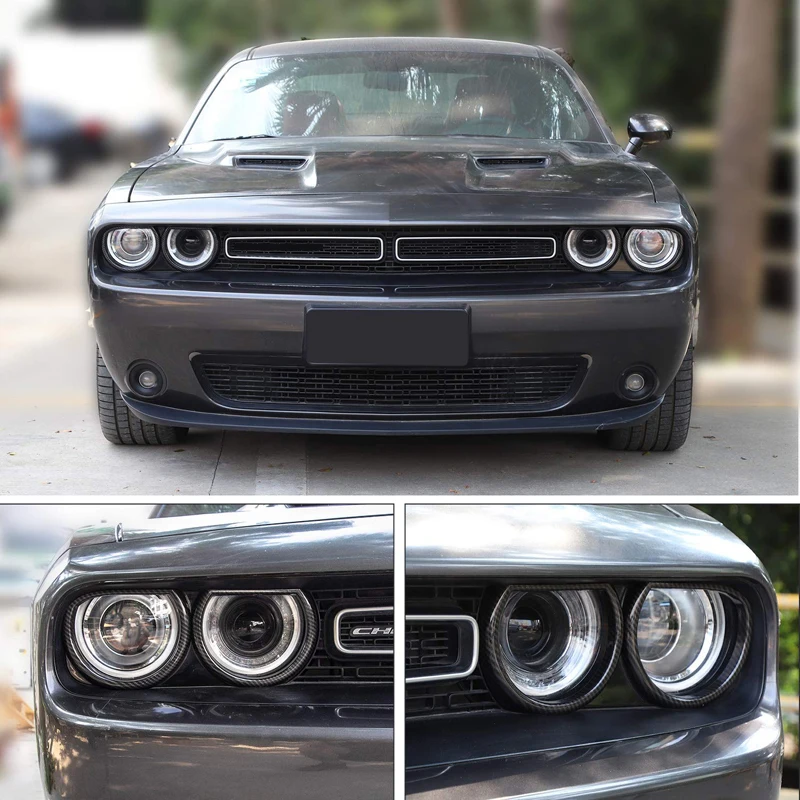 Для Dodge Challenger- автомобильный Стайлинг внешняя углеродная волоконная цветная передняя фара Наклейка Накладка 4 шт